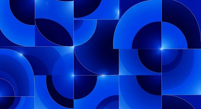 Abstract Geometric Blue Circles and Squares Pattern with Gradient Lighting image photo - Powered by Adobe