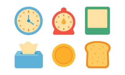 Colorful kitchen and home objects in flat design style