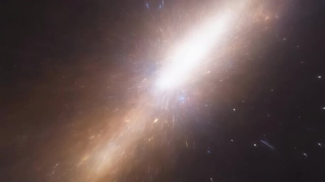 Breaking past the edge of the observable universe, stars bending outward into pure light