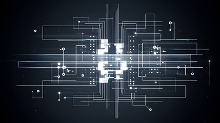 Fototapeta premium Futuristic digital network background with glowing data lines and geometric structure representing high tech computing and innovation concept 