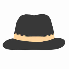 Hand drawn classic fedora hat vector illustration. Men's stylish trilby or fedora hat icon