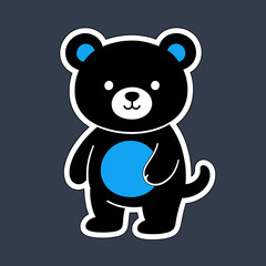 Playful Bear Hugging Blue Globe on Dark Background