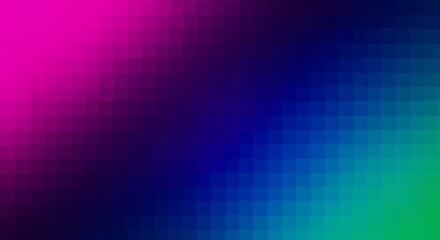 Fototapeta premium Pixelated Gradient Transition from Magenta to Green with Blue Hues abstract background