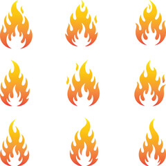 Vibrant fire flames collection great for design projects and abstract backgrounds