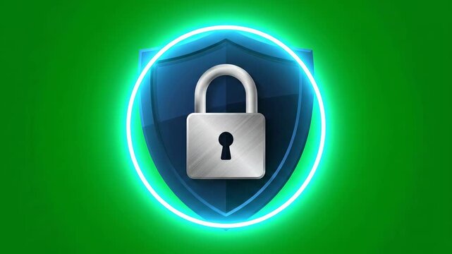 Shield with Lock Animation on Green Screen
