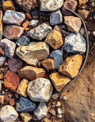 Collection of various rocks in shades of brown, gray, and orange