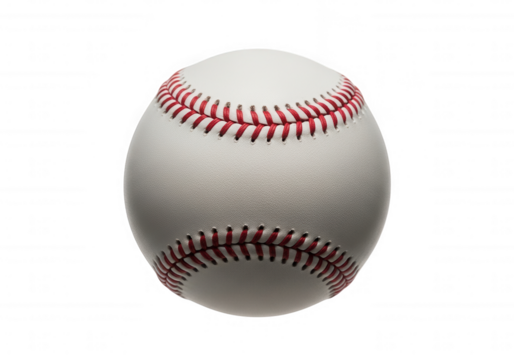 White baseball red stitching isolated on a transparent background