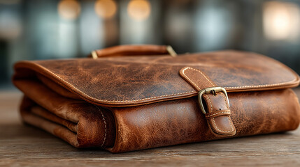 A contract, briefcase, and pen with a handshake deal between two business partners