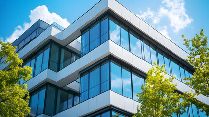 The exterior of an office building.