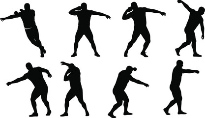 Shot put silhouette illustration, athlete throwing motion, sports action, dynamic pose, track and field, strength training, competition, power, technique, form