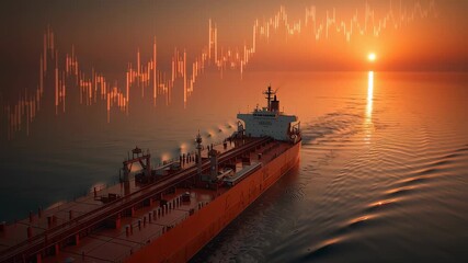 Global Shipping and Trade Market Trends at Sunset Maritime Transport and Economic Analysis - Powered by Adobe