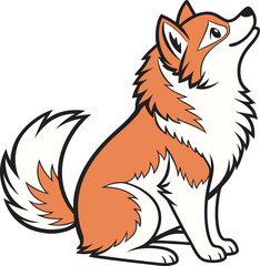 Cute Smiling Fox Cub Sitting Illustration Vector Isolated.
