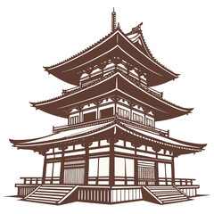 Traditional Japanese pagoda building vector illustration