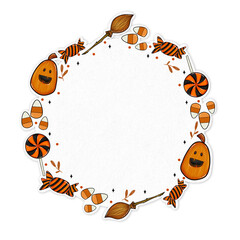 Cute Halloween Candy and Pumpkin Frame
