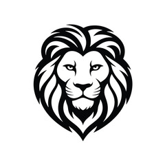 Fototapeta premium Powerful lion head face, regal animal portrait, fearless predator mascot, king of jungle T-shirt Design emblem.