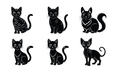 Fototapeta premium Collection of cat silhouettes.
