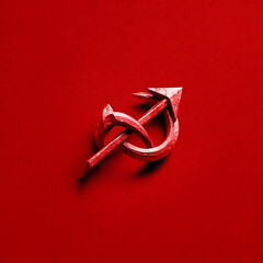 worker and peasant alliance hammer and sickle icon minimalist deep red color palette 3d rendering