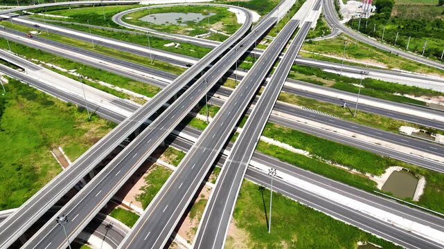 Aerial view bridge intersection between the highway numbers 290 and 304 Nakhon Ratchasima
