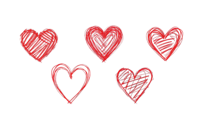Red scribble heart on transparent background png