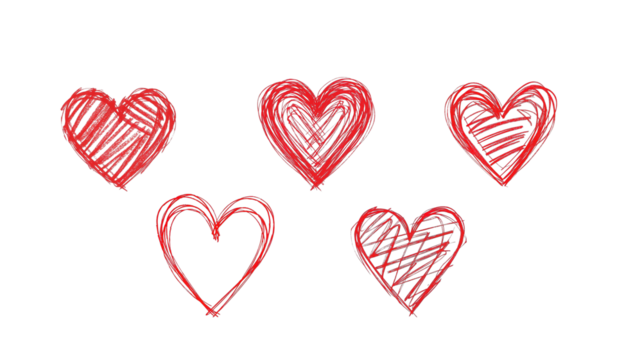 Red scribble heart on transparent background png - Powered by Adobe