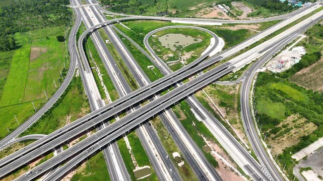 Aerial view bridge intersection between the highway numbers 290 and 304 Nakhon Ratchasima