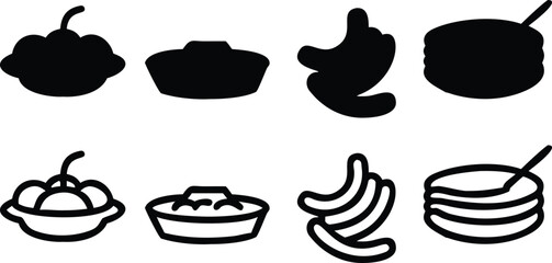 Vector icons set of Halloween and Easter symbols, food, and coffee cup illustration design