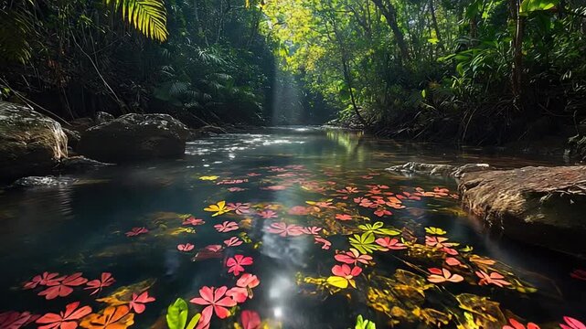  ca&ntilde;o cristales river near la macarena orbit video