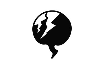 Abstract silhouette of a cracked egg with a lightning bolt inside symbolizing a powerful idea or breakthrough silhouette