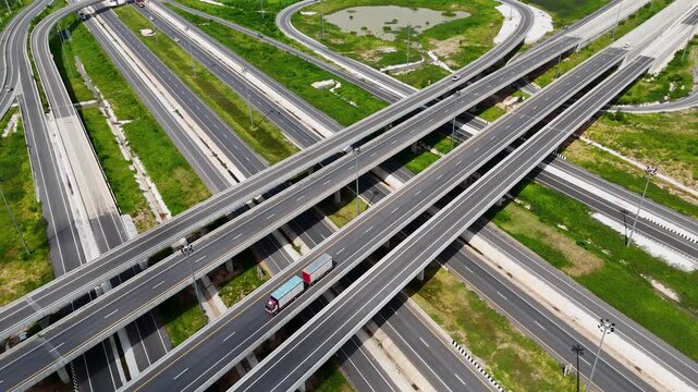 Aerial view bridge intersection between the highway numbers 290 and 304 Nakhon Ratchasima