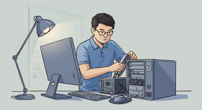 Dedicated technician upgrading hardware for advanced system performance