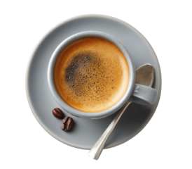 Espresso in a gray cup on a saucer