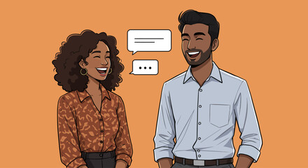 Two people communicating and sharing ideas and laughter