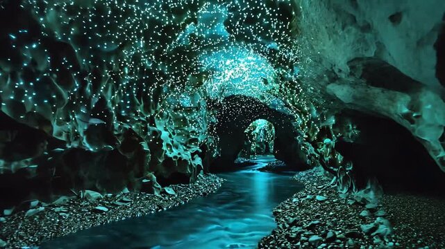 bioluminescen glowworm cave river new zealand 