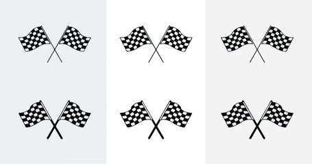 Six checkered flags arranged on a white sheet