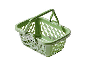 Light green plastic shopping basket with handle