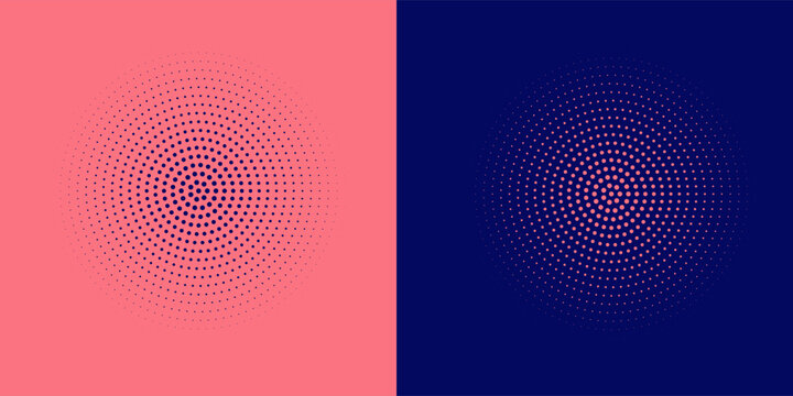 Abstract, hypnotic background with concentric circles. Colorful halftone graphic design elements. Sound wave modern