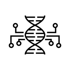 DNA with an electrical circuit sign, illustration of a biotechnology innovation icon vector