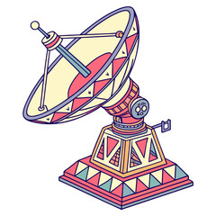 Colorful satellite dish illustration antenna communication 3