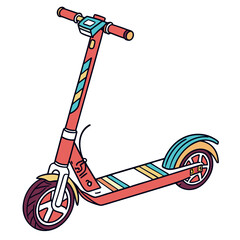 Coral electric scooter with colorful stripes personal transport © nalu