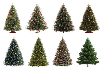 Fototapeta premium Diverse decorated Christmas trees