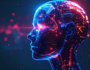 Obraz premium Artificial Intelligence and Digital Mind A Futuristic Cybernetic Portrait