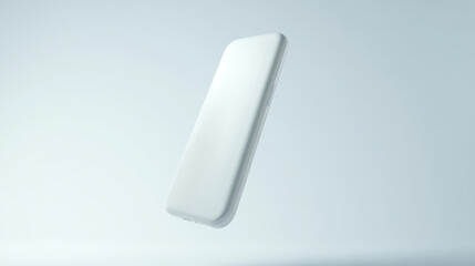mock up smartphone, modern smartphone is depicted in floating position against soft, light background, showcasing its minimalist design . image evokes sense of innovation and technology