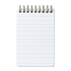  Small white spiral notepad with lined paper isolated on transparent White background png