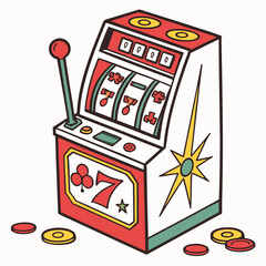 Retro slot machine with lever and spinning reels casino