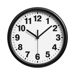  Wall clock showing 10 with black frame and white face isolated on transparent White background png