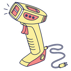Yellow and pink barcode scanner illustration technology
