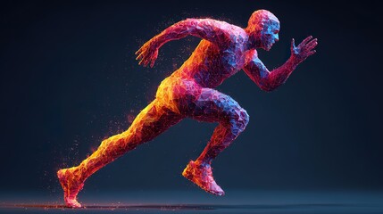Abstract polygonal figure running dynamic illustration digital art concept