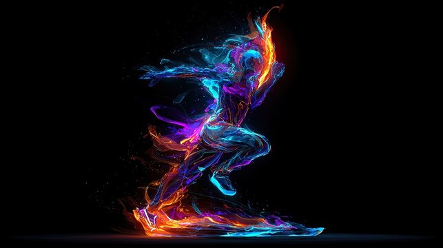 Abstract runner illustration energy trail concept