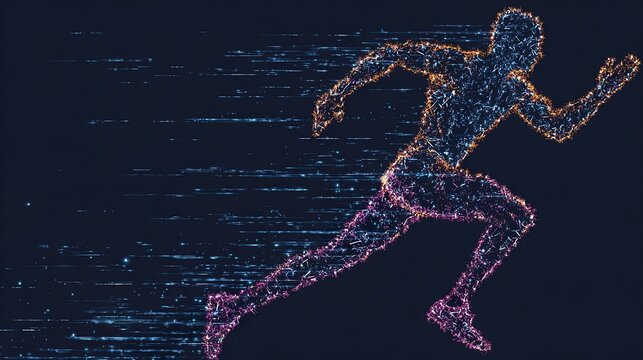 Abstract running figure low poly style digital illustration