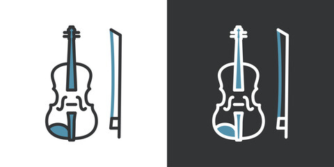 バイオリンの2色ラインアイコン © WAWAWA